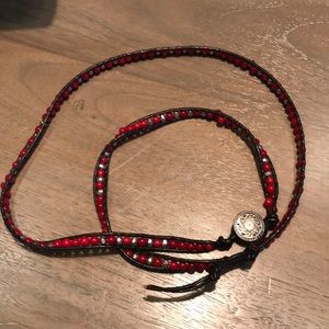 Beautiful Black, Red, Silver Wrap Bracelet